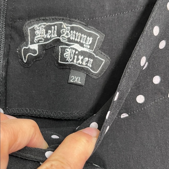 Hell Bunny Vixen Black Polka Dot Vintage Pinup Dress 2XL Rockabilly Retro - Picture 7 of 7